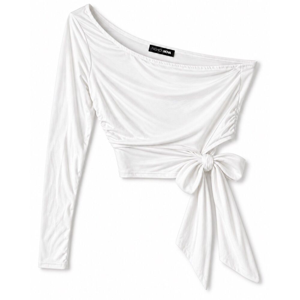Fashion Nova One Shoulder Tie Wrap Crop Top